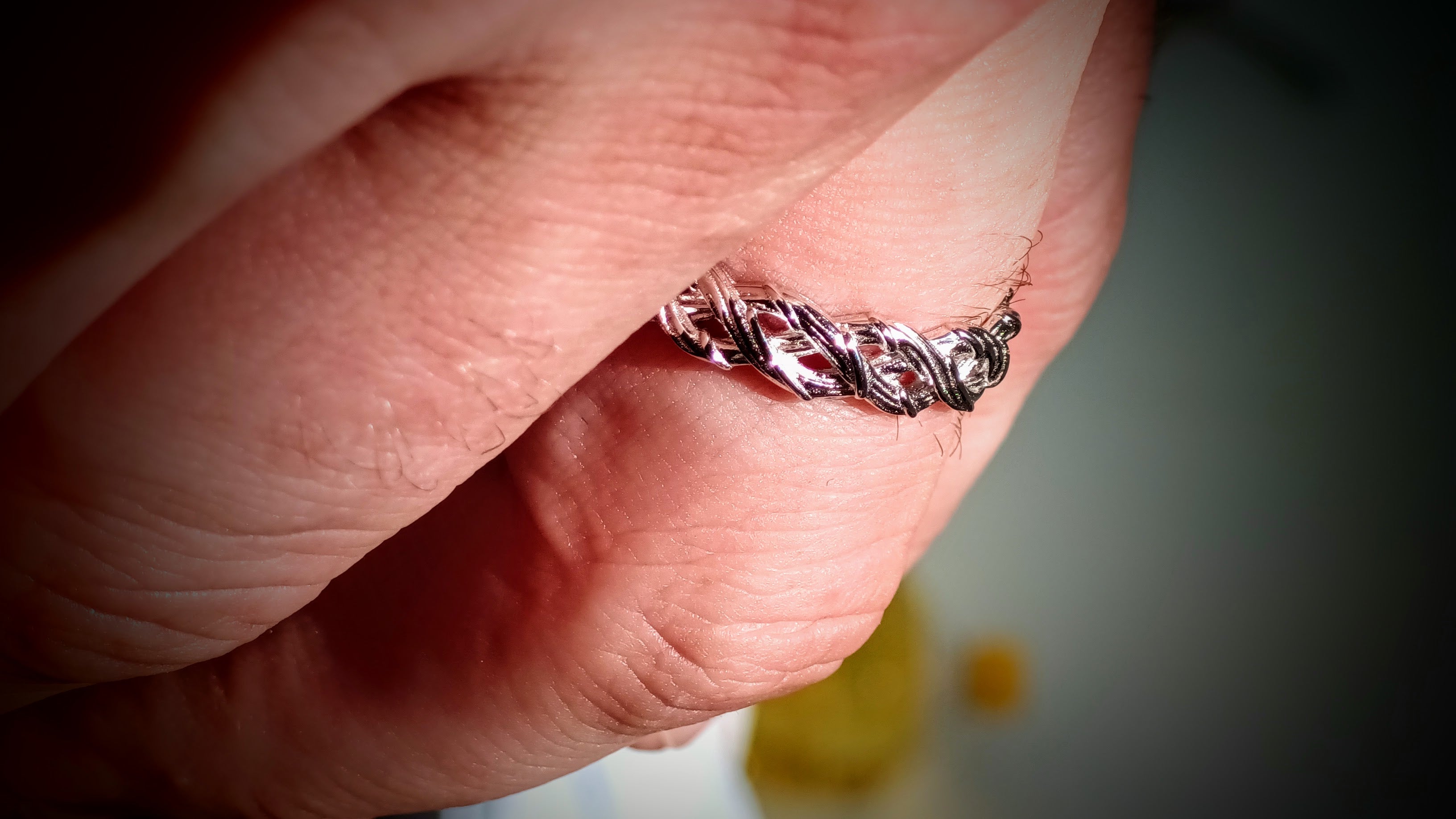 Sacred Realms – Celtic Trinity Ring Inspired by Hawthorn in Rhodium-Finished Sterling Silver