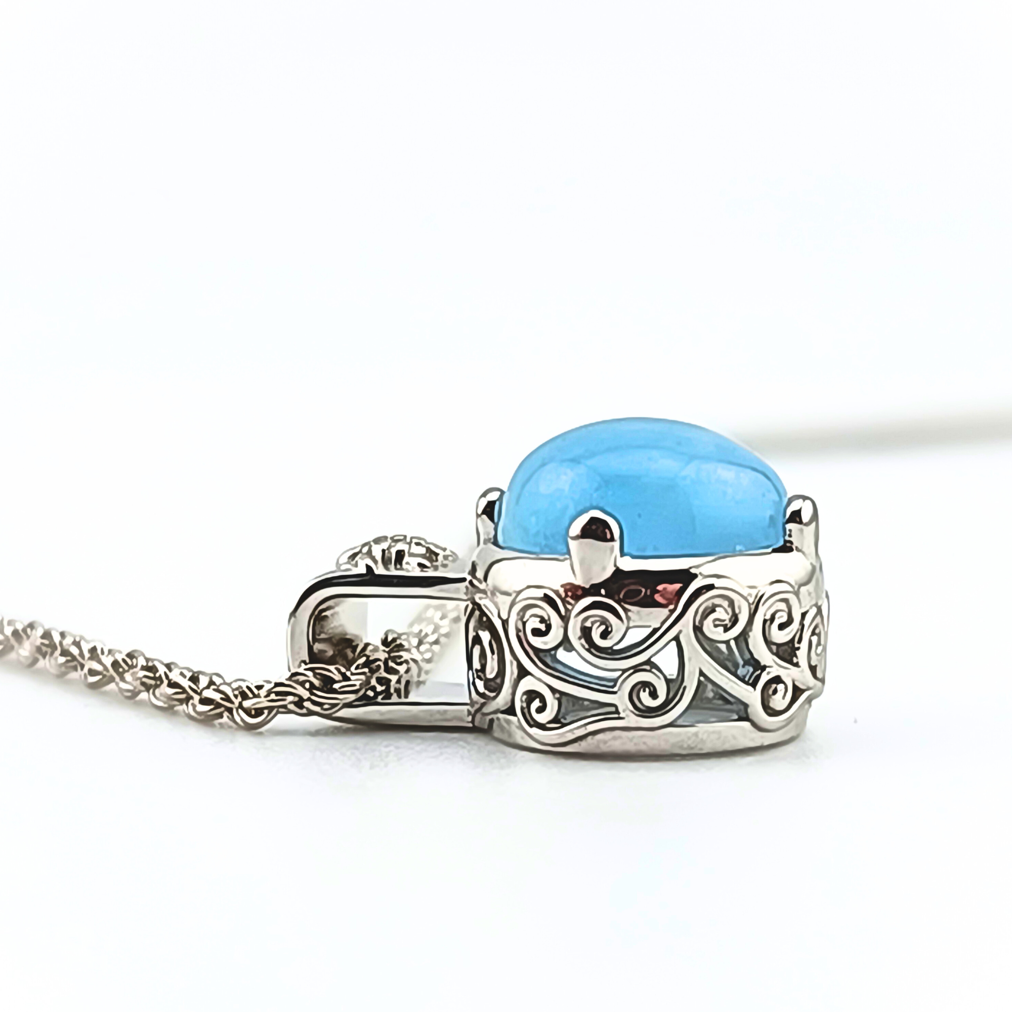 Ocean Spirit Aquamarine Necklace in Platinum-Coated Silver