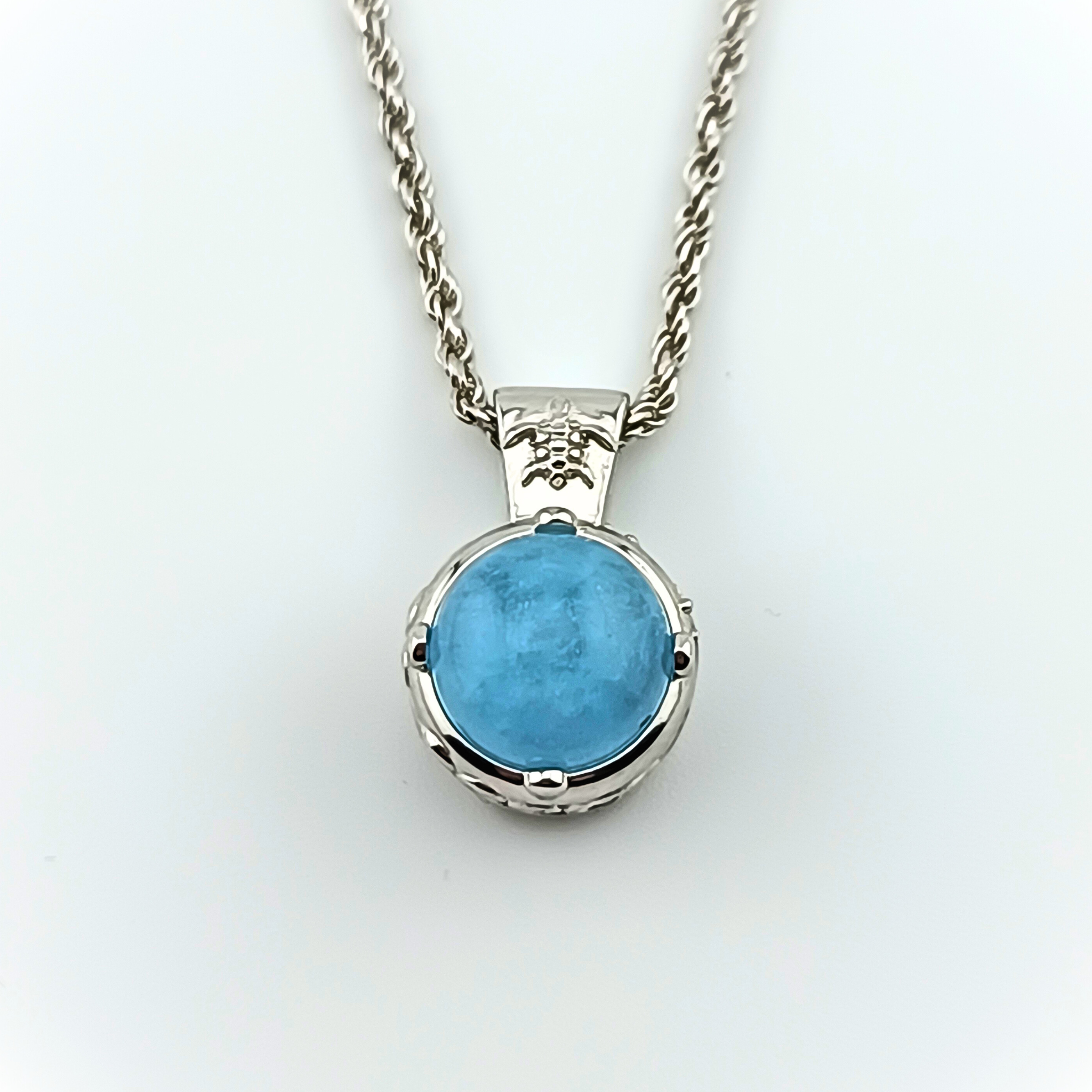 Ocean Spirit Aquamarine Necklace in Platinum-Coated Silver