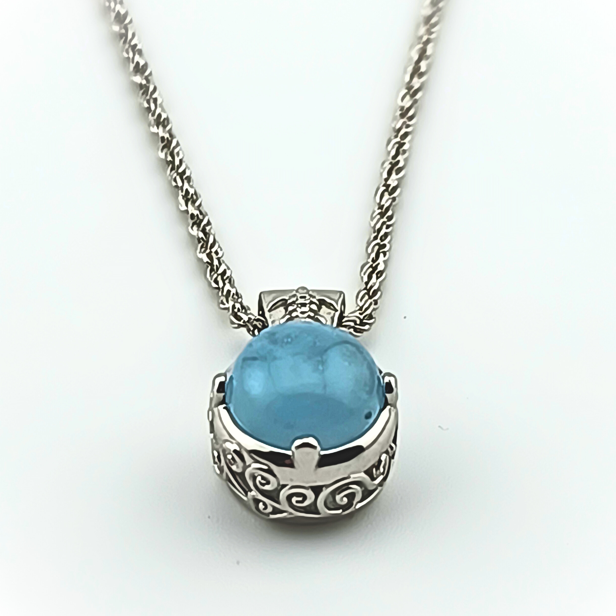 Ocean Spirit Aquamarine Necklace in Platinum-Coated Silver